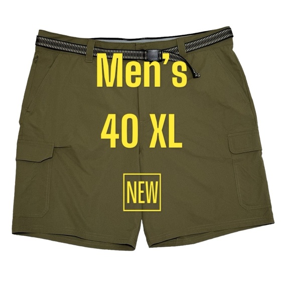 Men's ORVIS 40 XL Cargo Chino Khakis Shorts Olive Green Stretch Belted Flex NWOT - Picture 2 of 8